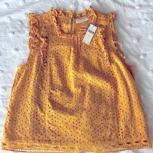 NWT dark yellow sleeveless Maeve eyelet top size 6